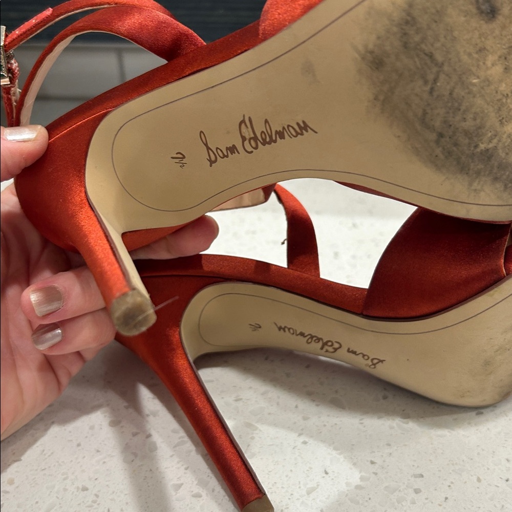 Sam Edelman Red Satin Heels - Picture 5 of 7